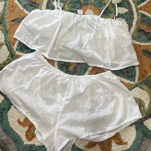 Victoria Secret Eyelet Cropped Cami Shorts Set